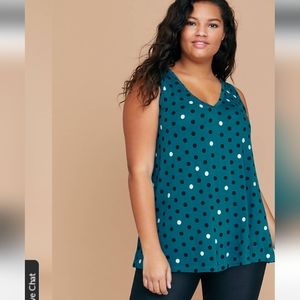 Lane Bryant swing tank, size 18/20, teal with black and silver dots